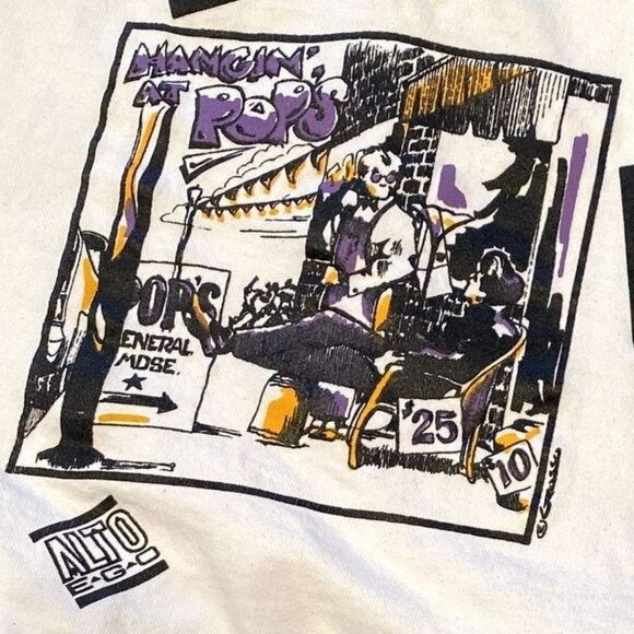 VTG 80s Alto Ego white french terry top tee shirt new wave retro street wear OS - Picture 7 of 15